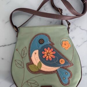 Stylish Chala Green and Blue Bird Design Women's Bag